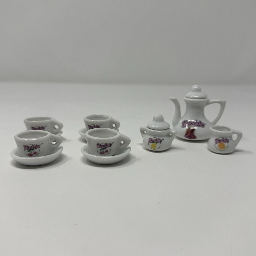 Vintage Mini Barbie China Tea Set 11 pieces 1994‎ Collectible Chilton Toys